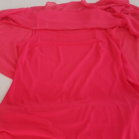 Glamour Nights Dress sz 6 Rhinestone Trim Cold Shoulder Sheer Asymmetric Modest - Picture 5 of 5